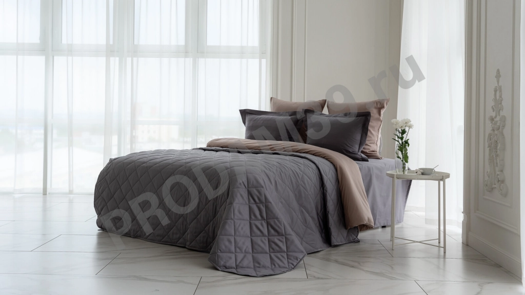 Покрывало хлопковое Askona Home, цвет пепельный, 220*240