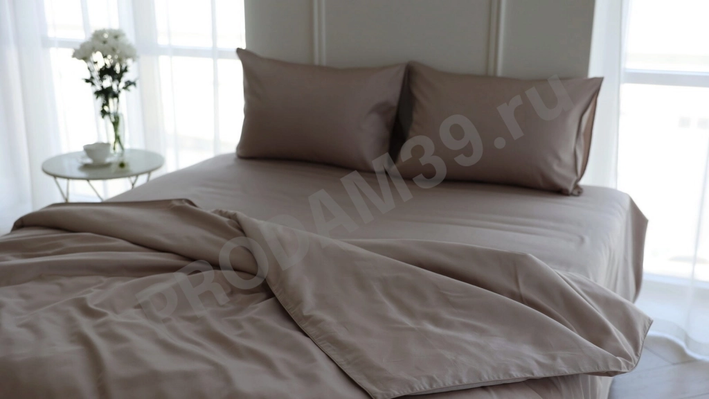 Комплект постельного белья Maco Sateen Кремовый, односпальный(пододеяльник 205*140; наволочка 50*70)