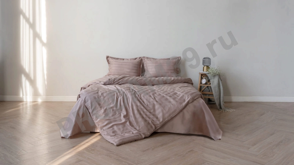 Комплект постельного белья Stripe Миндаль, односпальный( пододеяльник 140*205; наволочка 50*70)