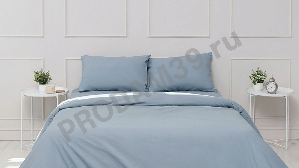 Постельное белье Comfort Cotton,цвет:Серо-голубой,евро(Пододеяльник 220*200/Наволочка 50*70(2шт)