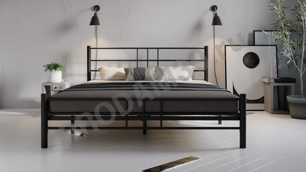 Кровать металлическая Chris, цвет черный, 140*200