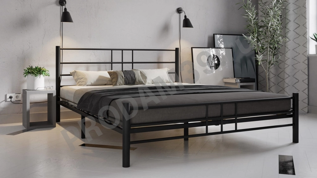 Кровать металлическая Chris, цвет черный, 140*200