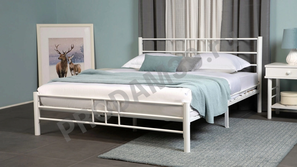 Кровать металлическая Chris, цвет белый, 140*200