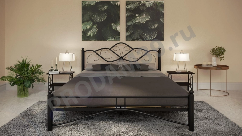Кровать металлическая Luara, цвет черный, 140*200