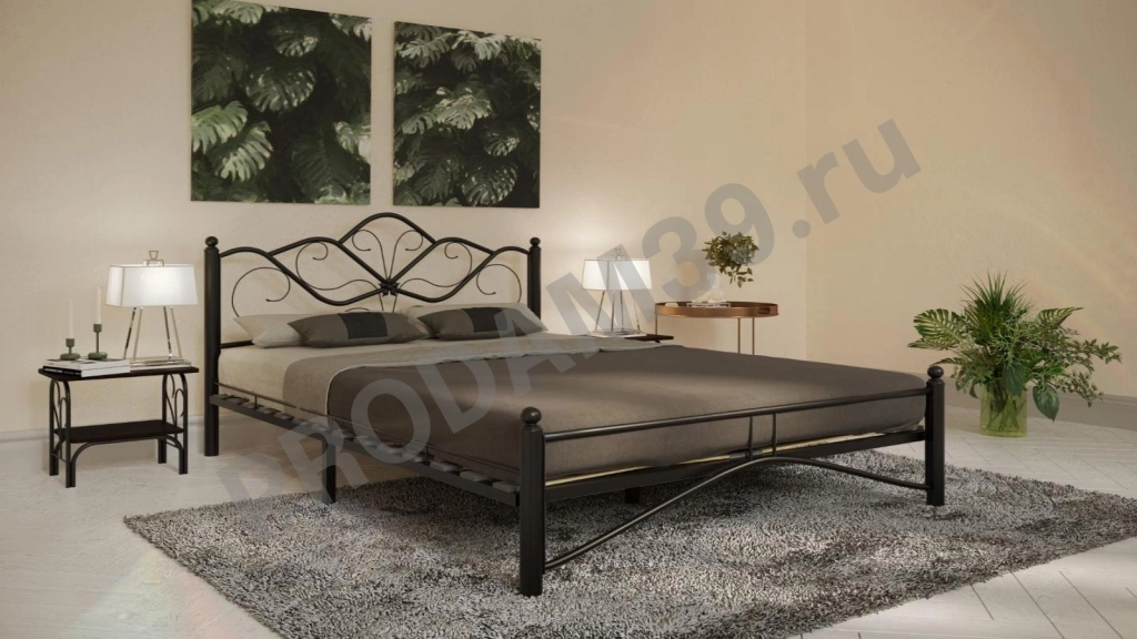 Кровать металлическая Luara, цвет черный, 140*200