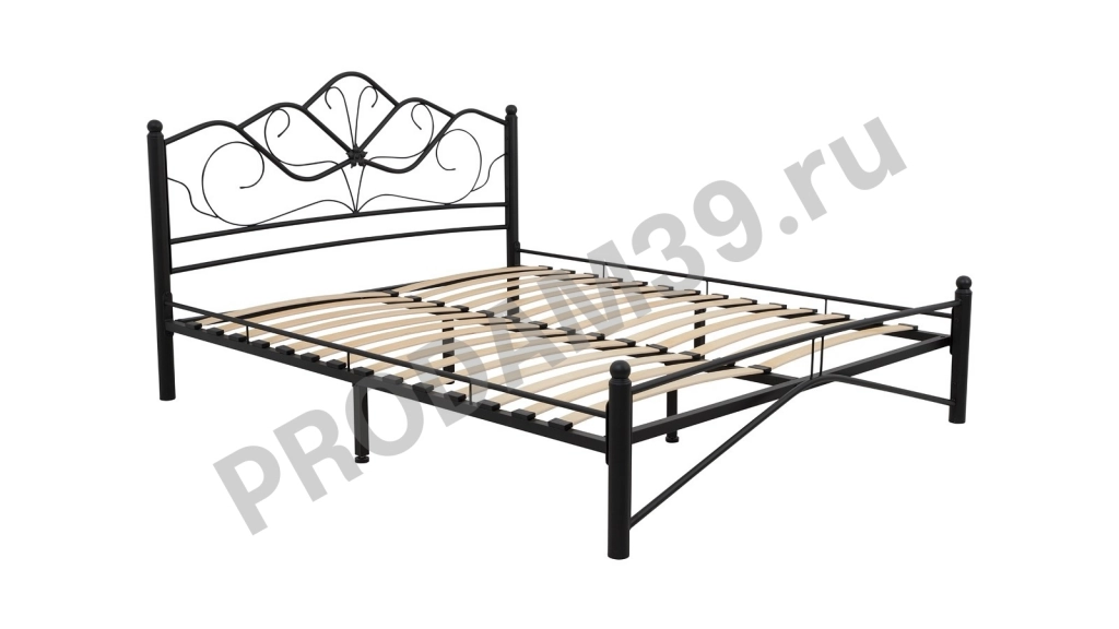 Кровать металлическая Luara, цвет черный, 140*200
