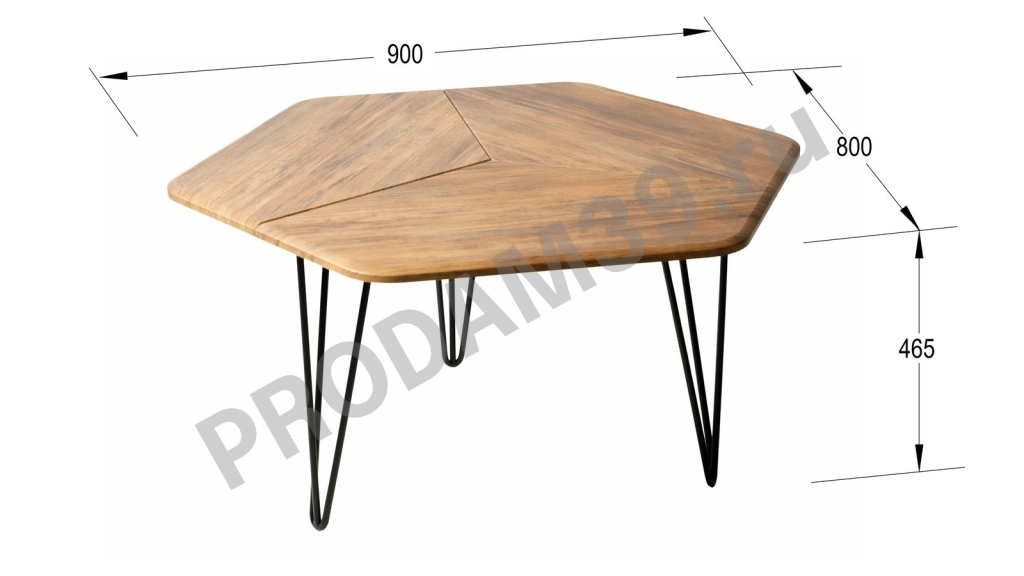 Журнальный стол Oldem, цвет Американский дуб, В46*Ш90*Г80