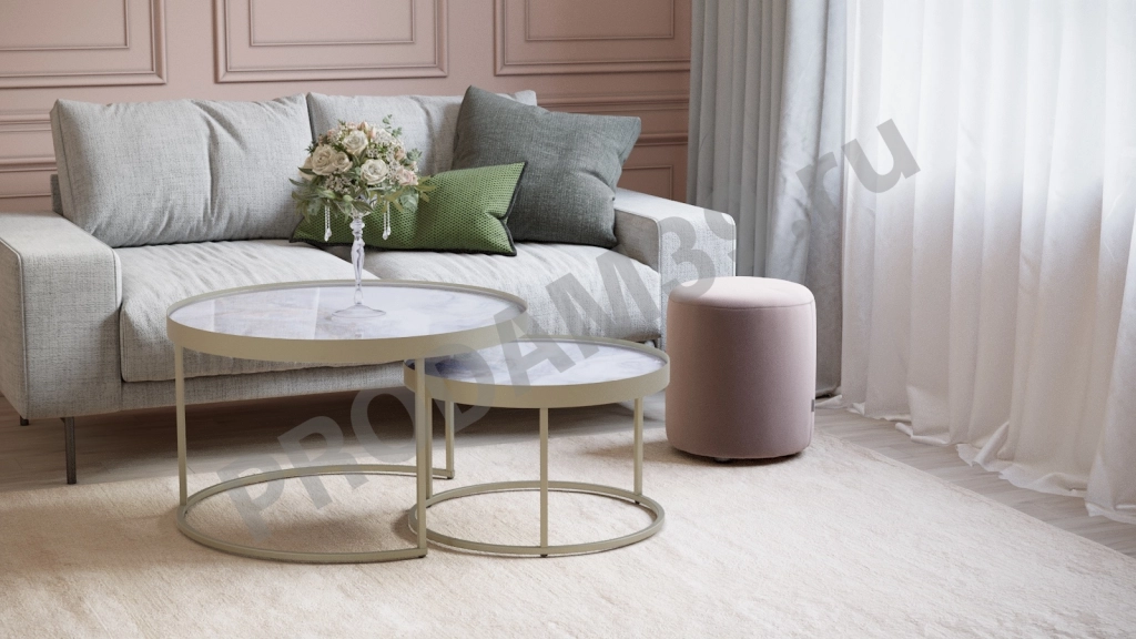 Комплект журнальных столов Modesta, цвет агат/титан,В - 44,5/34,5 см, D - 75,5/55,5 см