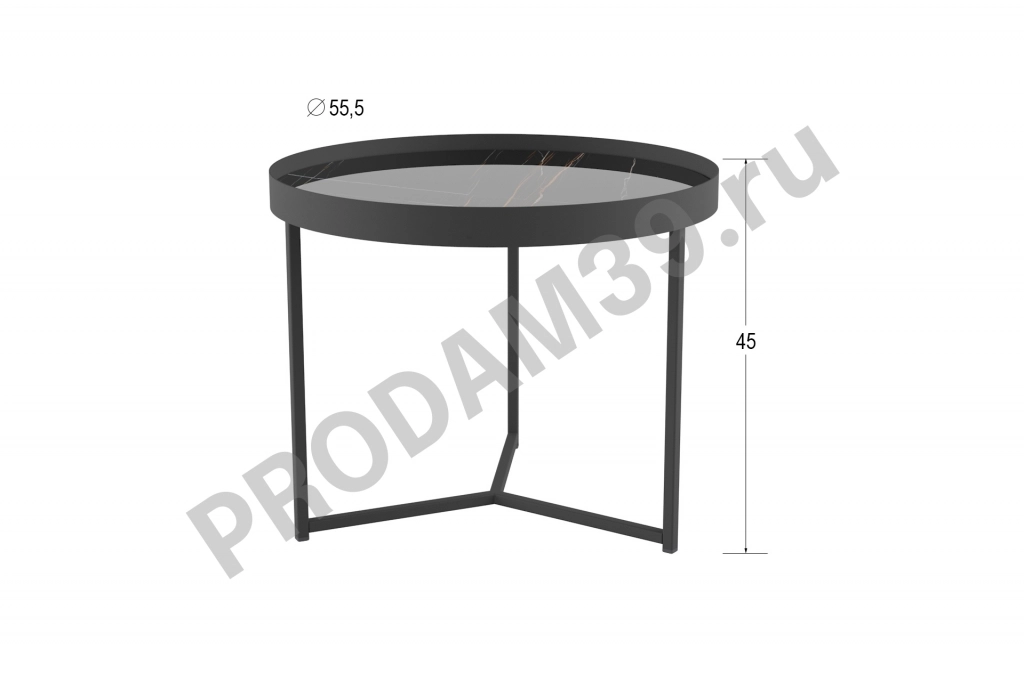 Журнальный стол Frimont, цвет сахара нуар/черный матовый, Ш 55 х В 45 х Г 55