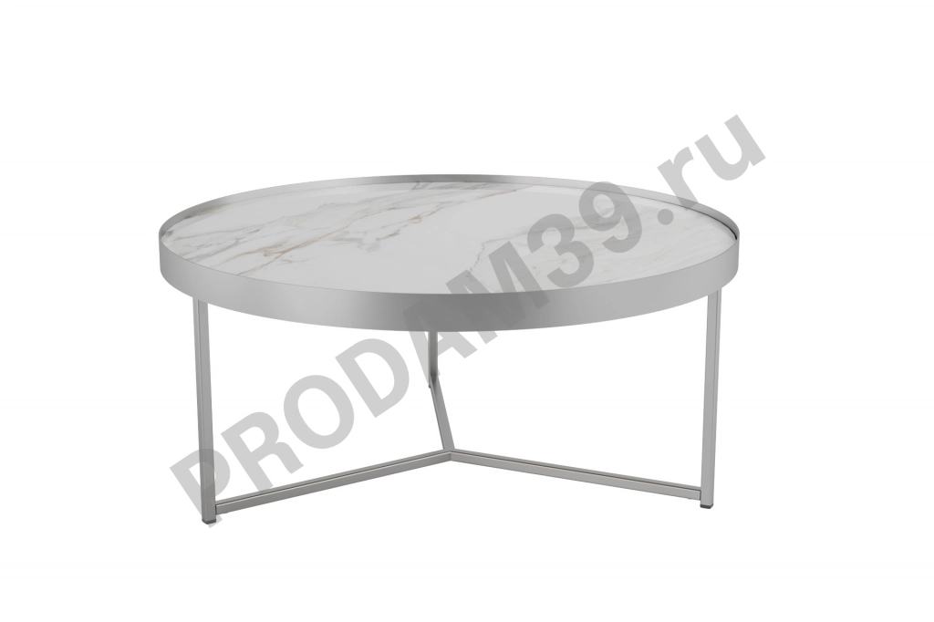 Журнальный стол Oklend, цвет белый/хром, Ш 75,5 х В 35 х Г 75,5