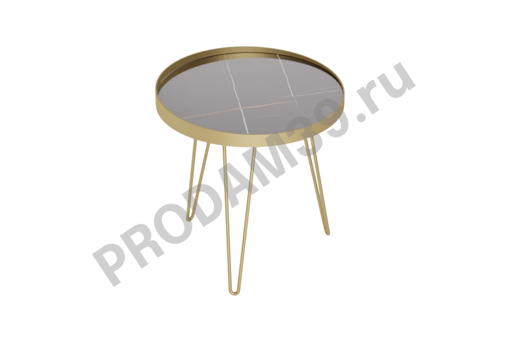Журнальный стол Ventura, цвет сахара нуар/золотой, Ш55*Г55*В57