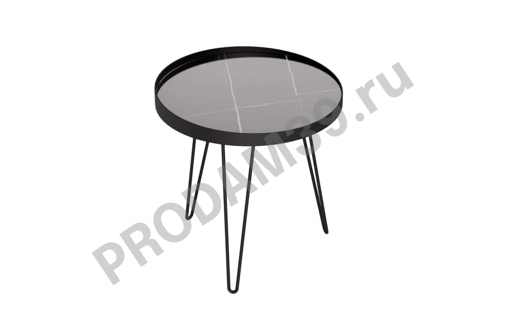 Журнальный стол Ventura, цвет сахара нуар/черный матовый, Ш55*Г55*В57