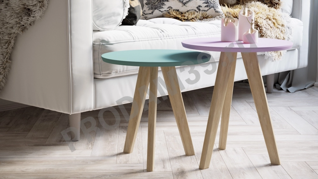 Журнальный стол Melton new, аквамарин/дуб, 40*40*40