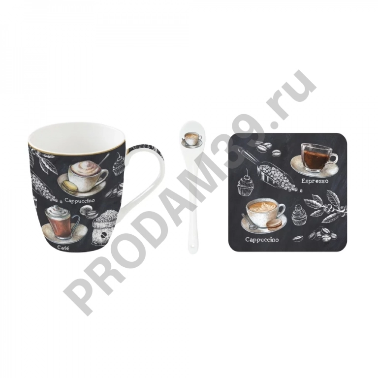 Кружка BARISTA 350 мл с ложкой и подставкой