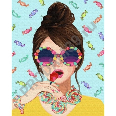 Картина по номерам, Поп-арт. Девушка в очках