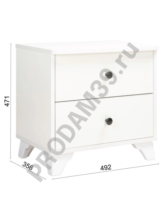 Тумба прикроватная белая, с 2 ящиками Лайт 13.82