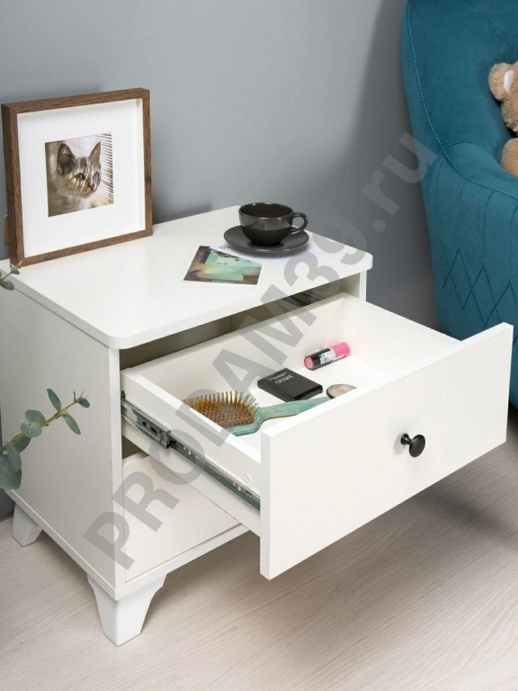 Тумба прикроватная белая, с 2 ящиками Лайт 13.82