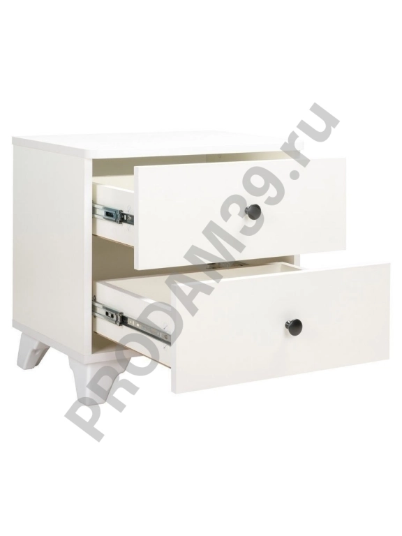 Тумба прикроватная белая, с 2 ящиками Лайт 13.82