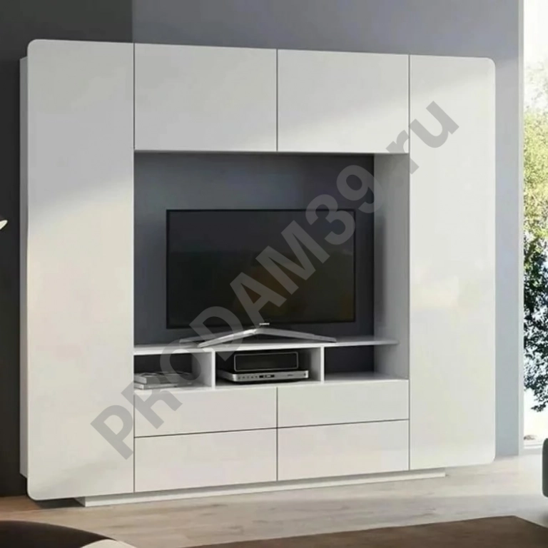 Стенка для гостиной Румба 03.272, белый глянец Размер гостиной (ШхГхВ): 219х38х195 см