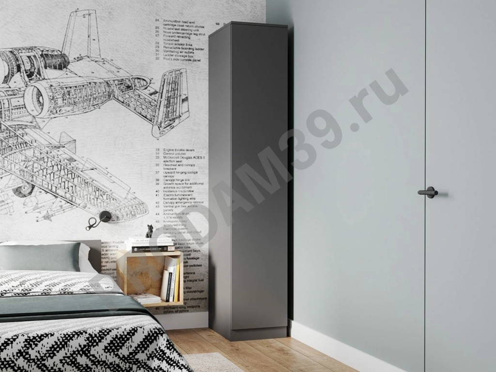 Шкаф-пенал в графитовом цвете