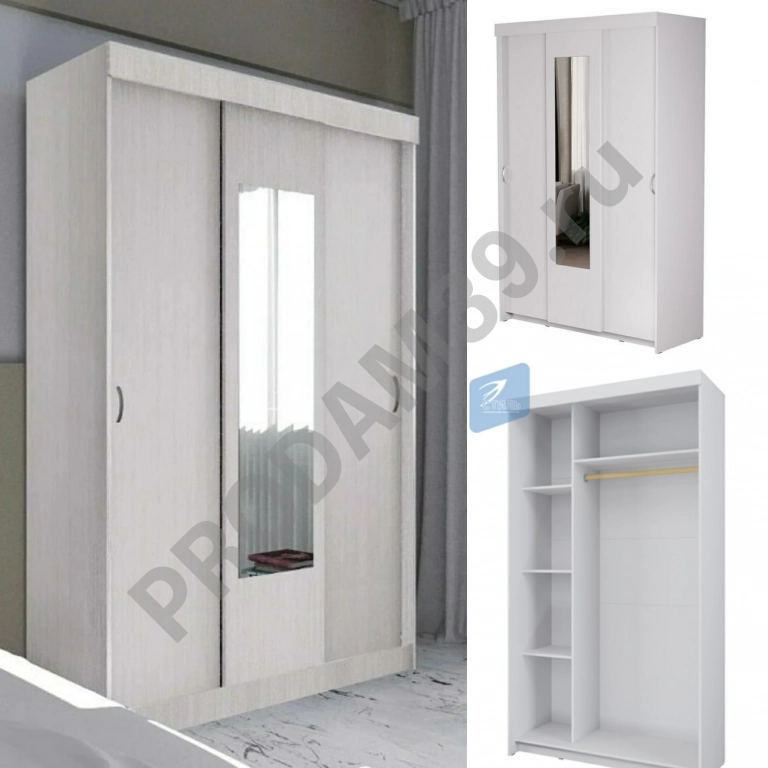 Шкаф-купе «КОМФОРТ - 9М», белый Д1300 х В1978 х Г519 мм