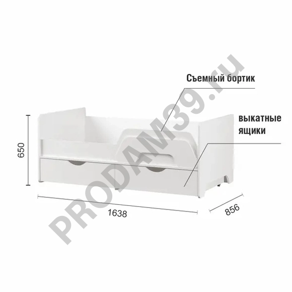 Шкаф, комод, кровать детские, белый