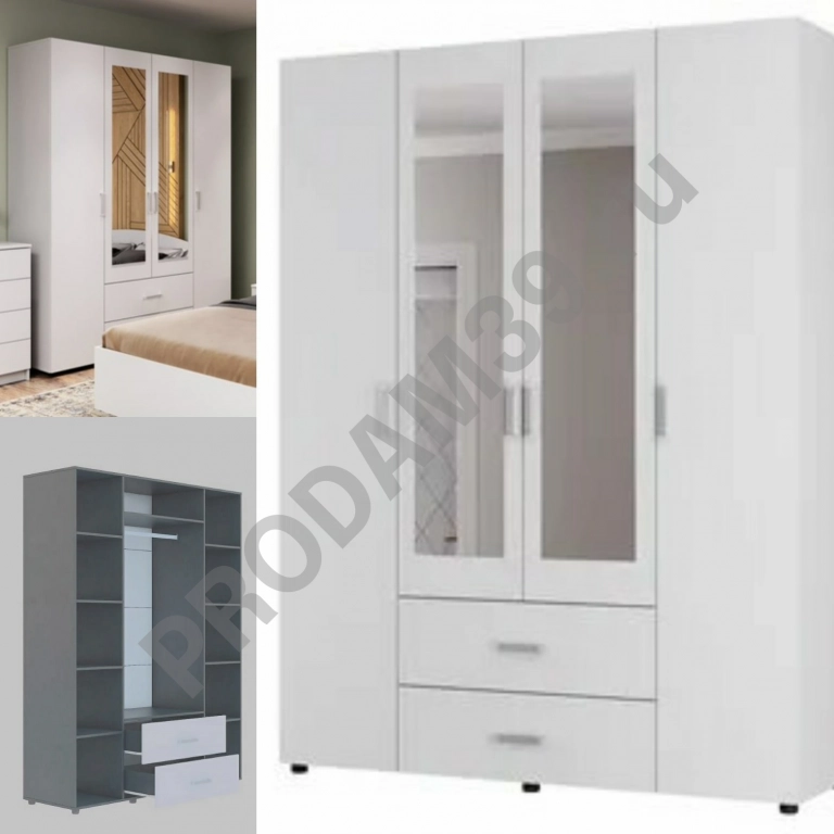 ШКАФ ЭВА 4хдв ШК-020, белый Д1570 х В2062х Г515 мм