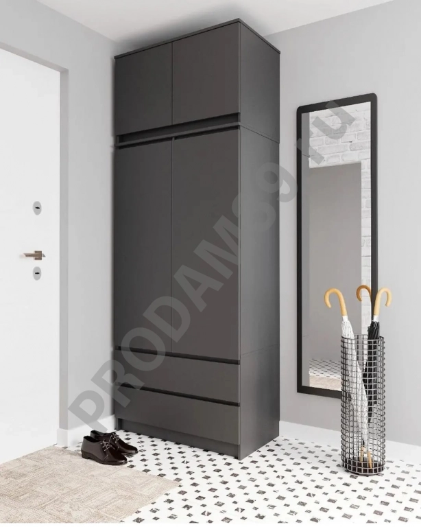 Шкаф штанга/полки/ящики, высота 235, ширина 90, глубина 50 см, цвет графит