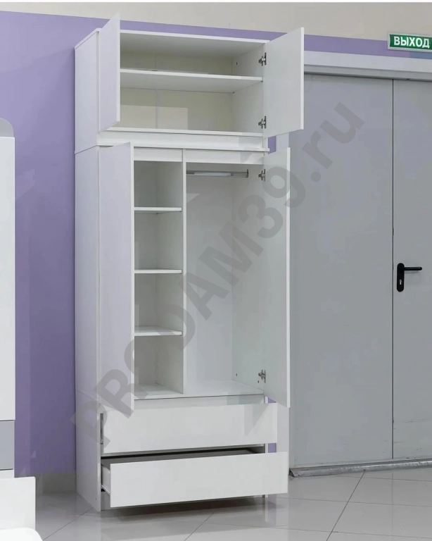 Шкаф штанга/полки/ящики, высота 235, ширина 90, глубина 50 см, цвет графит