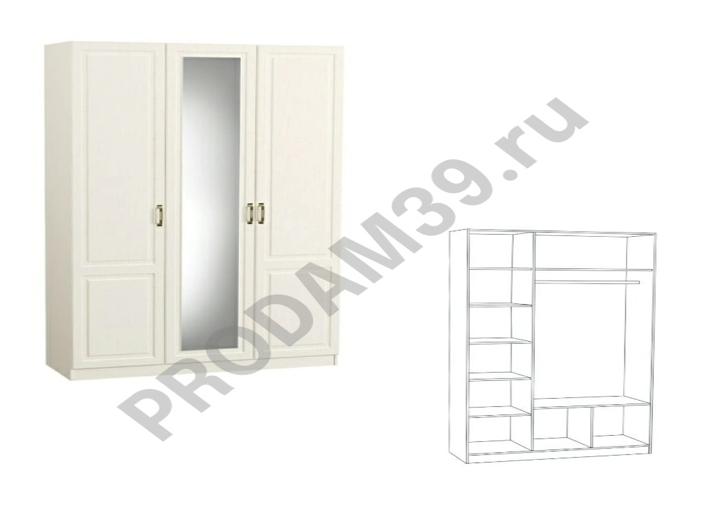 Шкаф трехстворчатый с зеркалом 