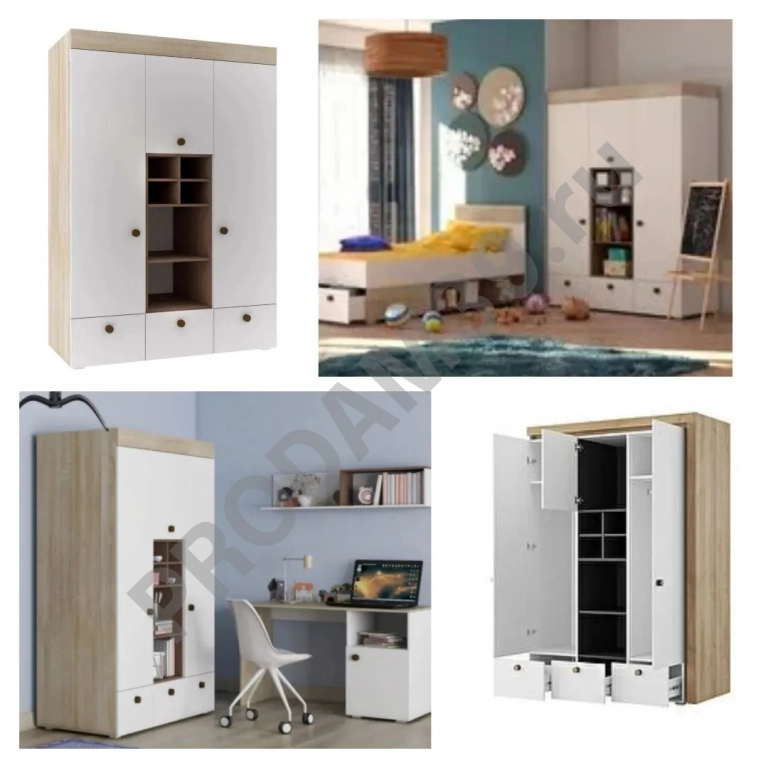 Шкаф Лео, белый/дуб сонома/ мокко, шxгxв: 138x60x197 см