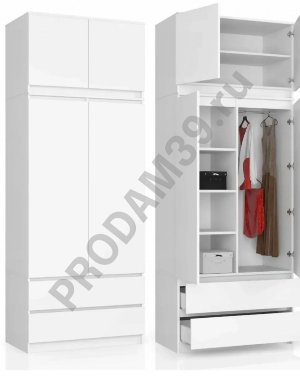 Шкаф белый, 235х90х50 см