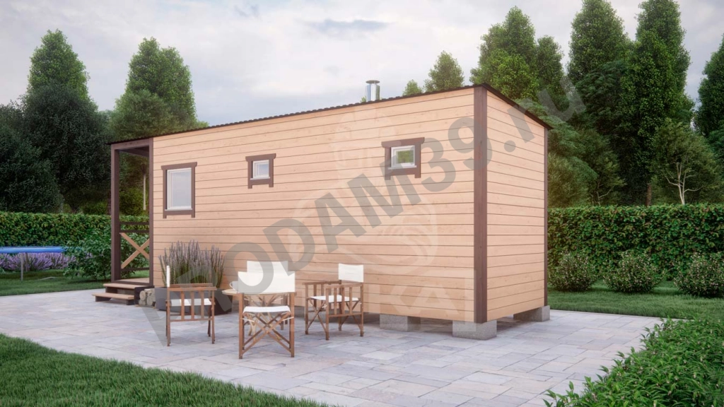 Каркасная баня с крыльцом под ключ, 2х6 м, 14 кв.м