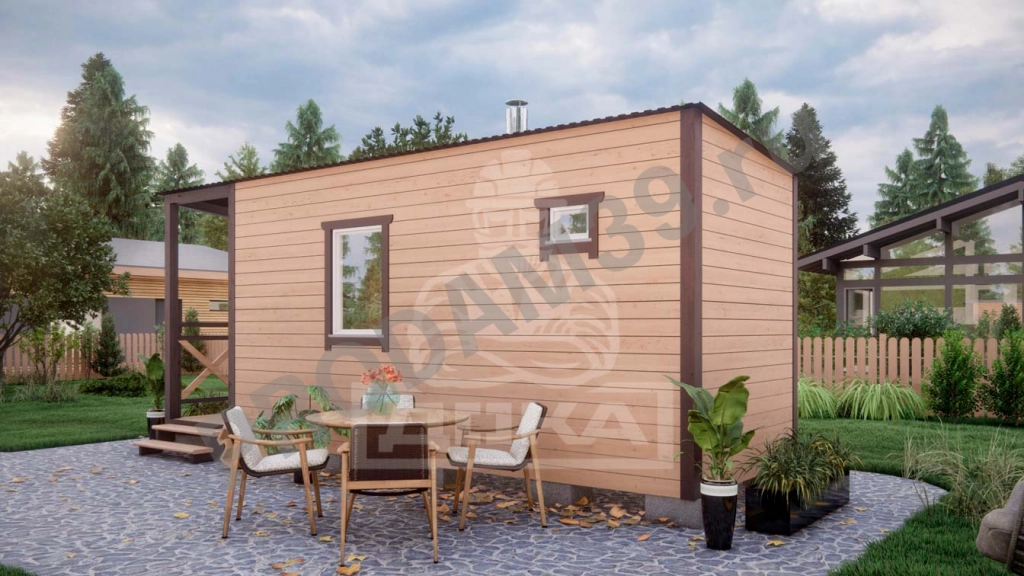 Каркасная баня с крыльцом, под ключ, 2х5 м, 12 кв.м