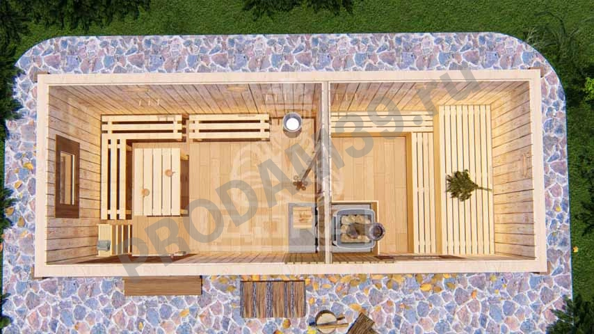 Каркасная баня под ключ, 2х5 м, 10 кв.м