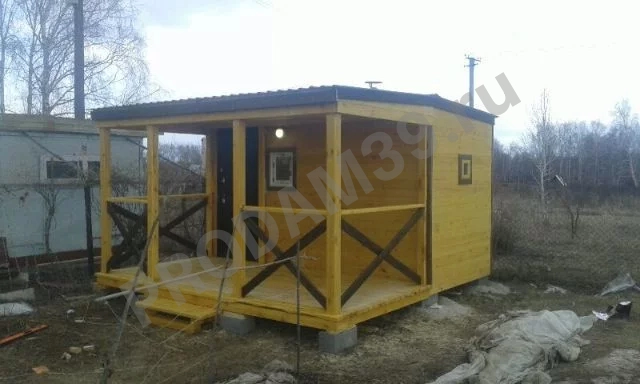 Каркасная баня с верандой под ключ, 2х4 м, 16 кв.м