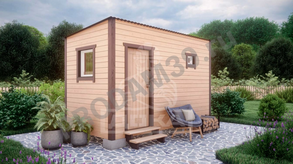 Каркасная баня под ключ, 2х4 м, 8 кв.м