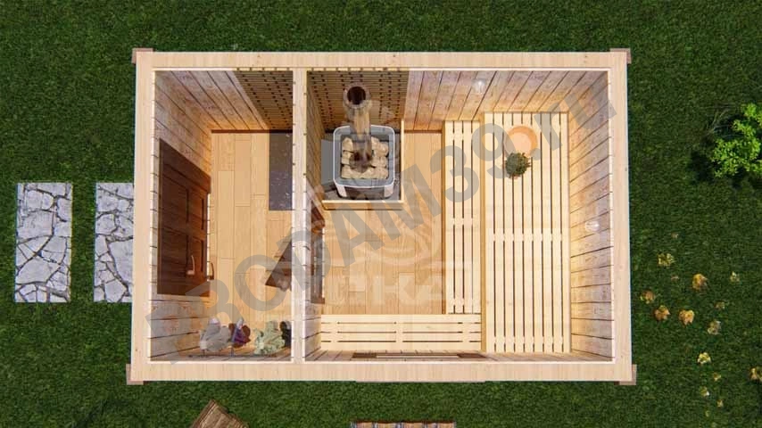 Каркасная баня под ключ, 2х3 м, 6 кв.м