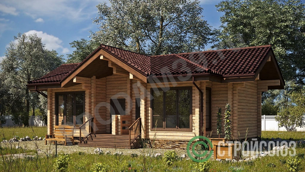 Строительство домов из бруса и бревна, проект 83 кв.м