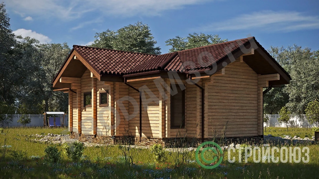 Строительство домов из бруса и бревна, проект 83 кв.м
