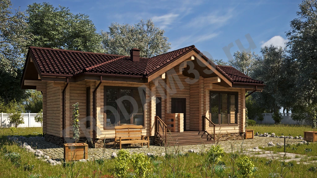 Строительство домов из бруса и бревна, проект 83 кв.м