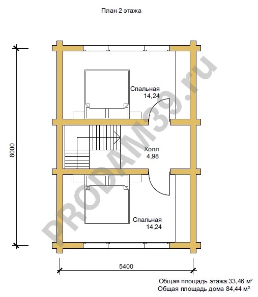 Строительство домов из бруса и бревна, проект 84 кв.м