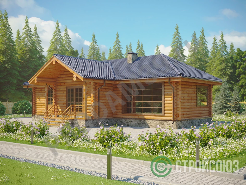 Строительство домов из бруса и бревна, проект 83 кв.м