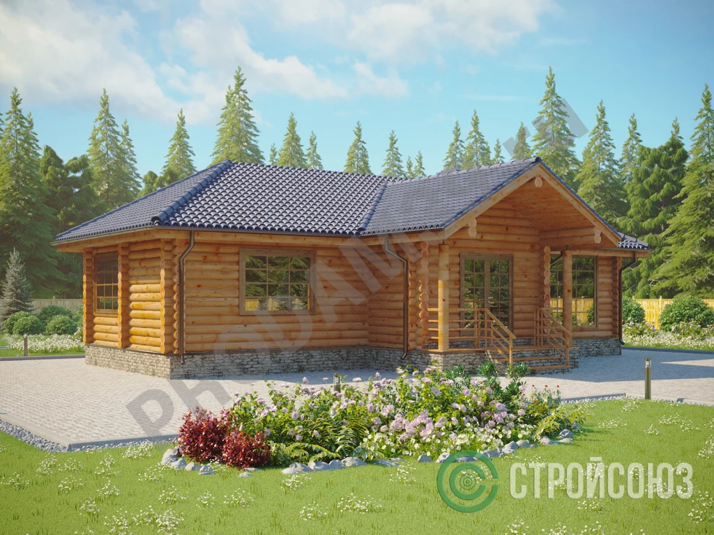 Строительство домов из бруса и бревна, проект 83 кв.м