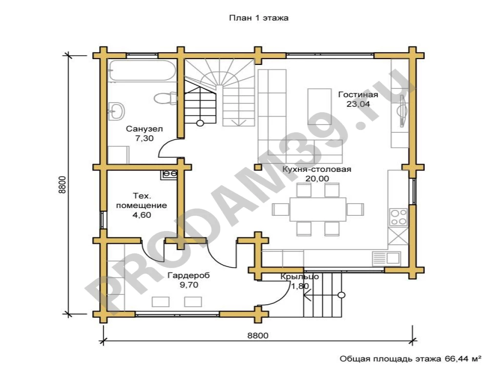 Строительство домов из бруса и бревна, проект 135 кв.м.