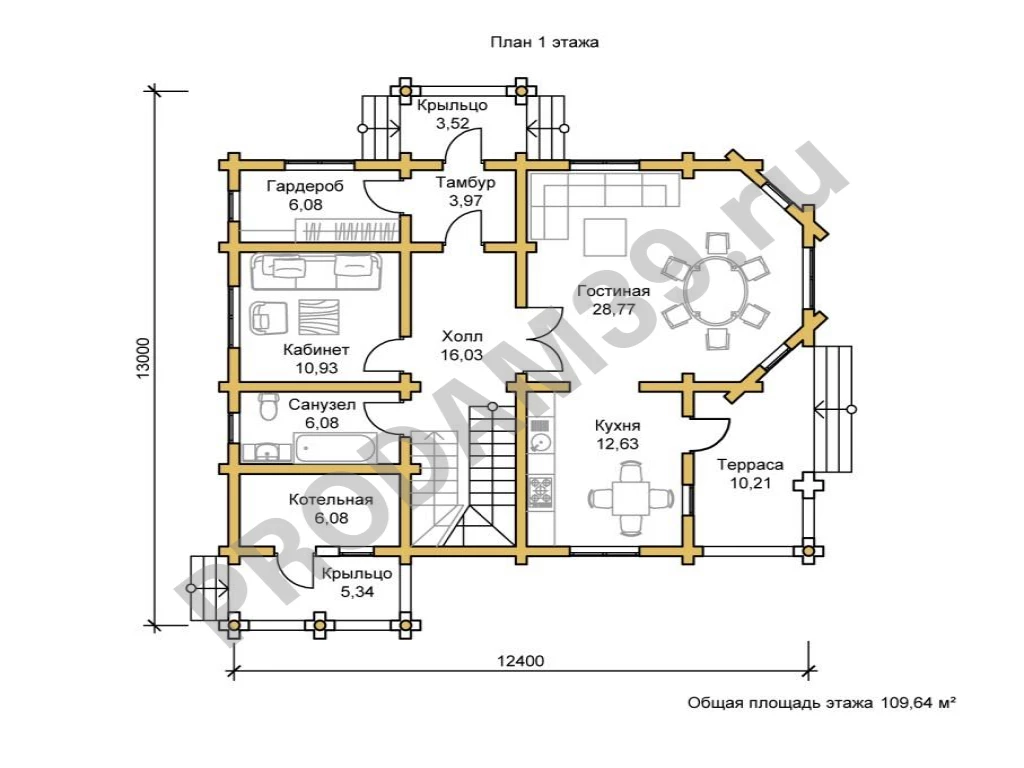 Строительство домов из бруса и бревна, проект 200 кв.м