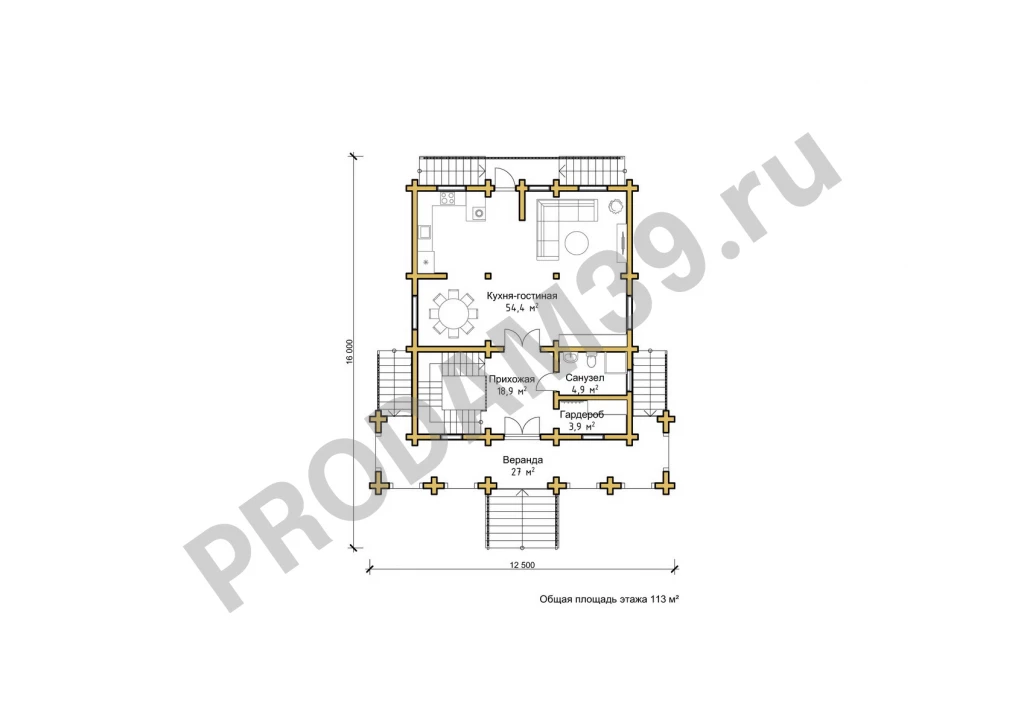 Строительство домов из бруса и бревна, 220 кв.м