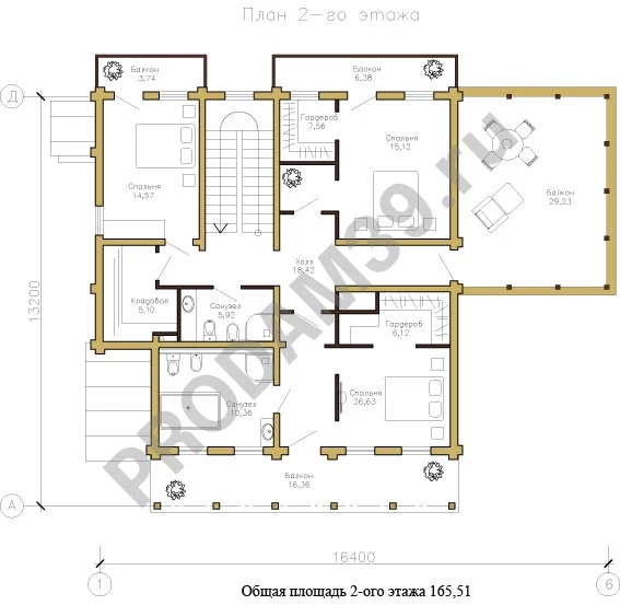 Строительство домов из бруса и бревна, проект 299 кв.м