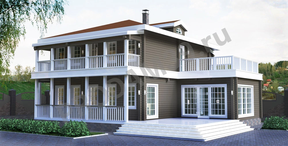 Строительство домов из бруса и бревна, проект 299 кв.м