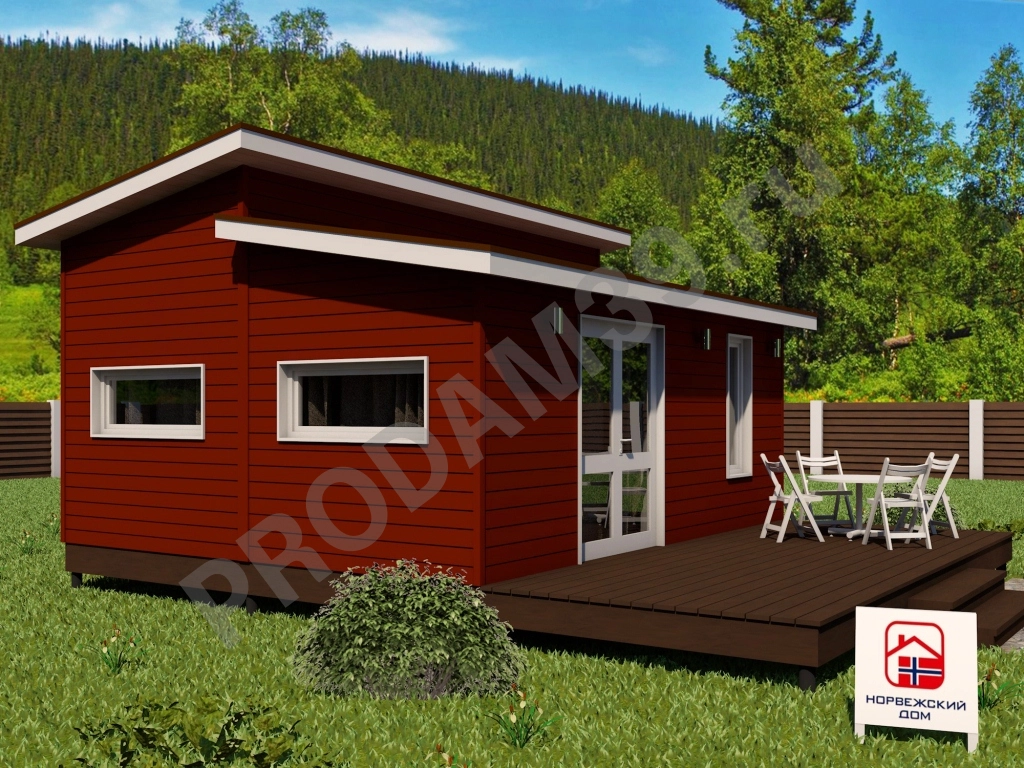 Норвежский дом 33 кв.м с сауной и террасой 15 кв.м